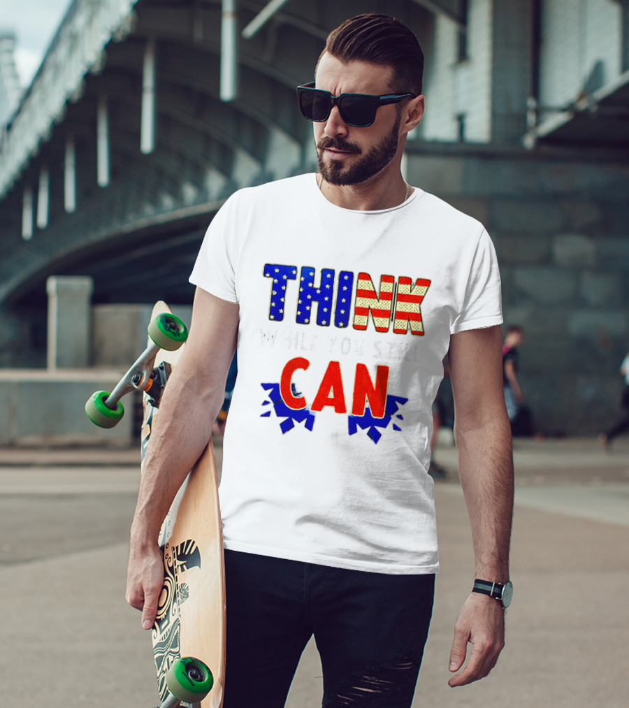 Think CAN American Flag Stars Stripes T-Shirt