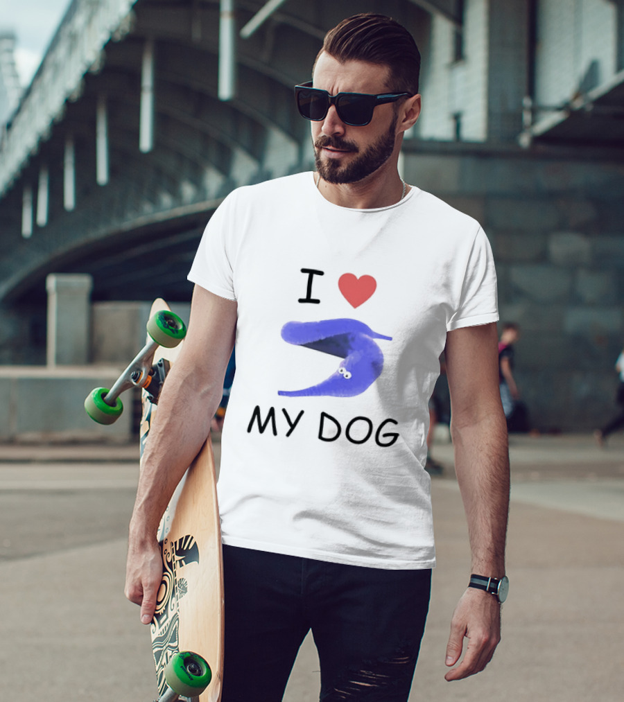 I Love My Dog Silly Worm T-Shirt