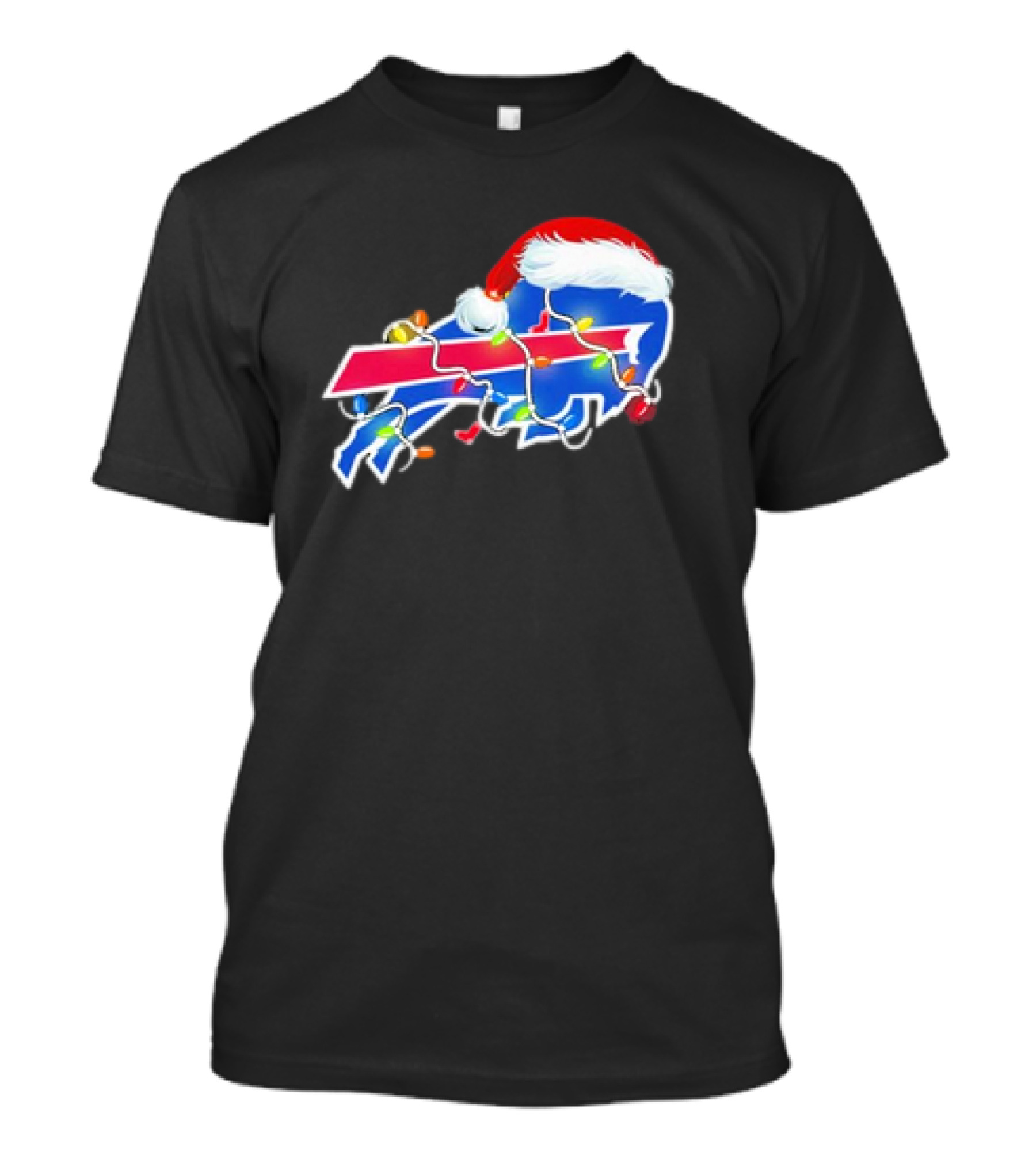 Buffalo Bills Santa Hat Christmas Lights T-Shirt