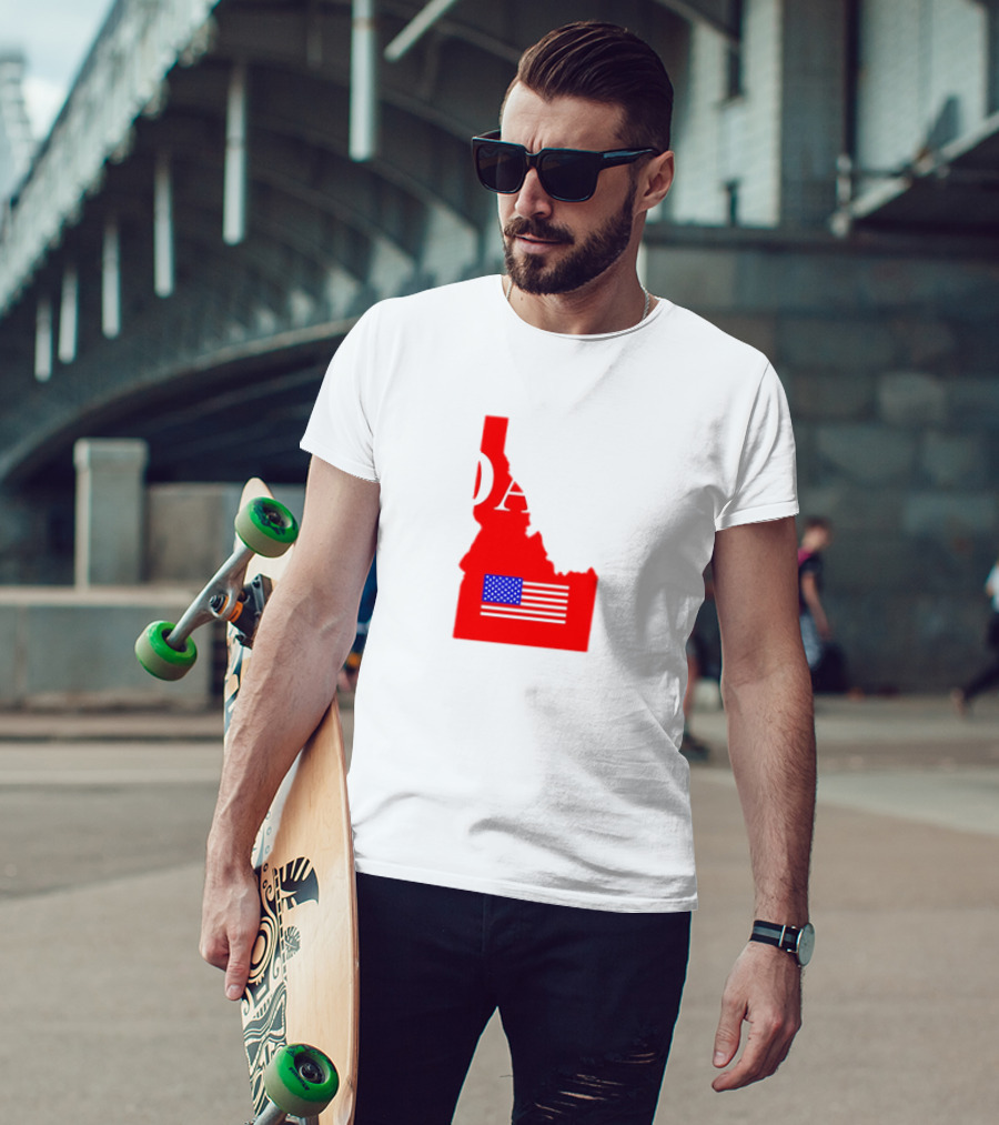 Don’t California My Idaho Red State Outline With American Flag T-Shirt