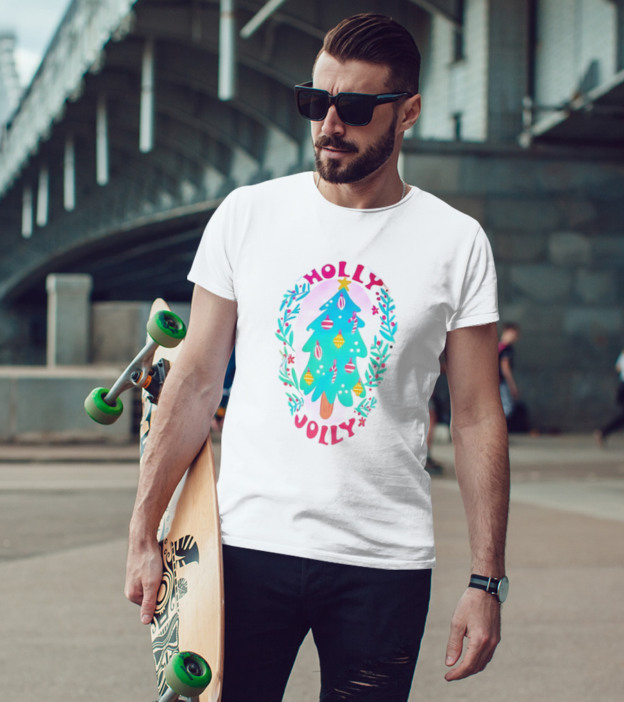 Holly Jolly Christmas Tree With Ornaments And Foliage T-Shirt
