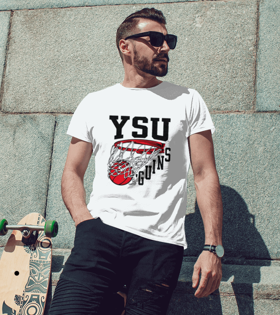 YSU Guins Basketball Hoop Retro T-Shirt