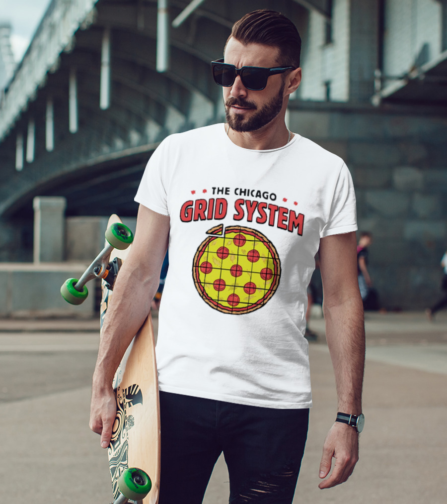 The Chicago Grid System Pizza Slice T-Shirt