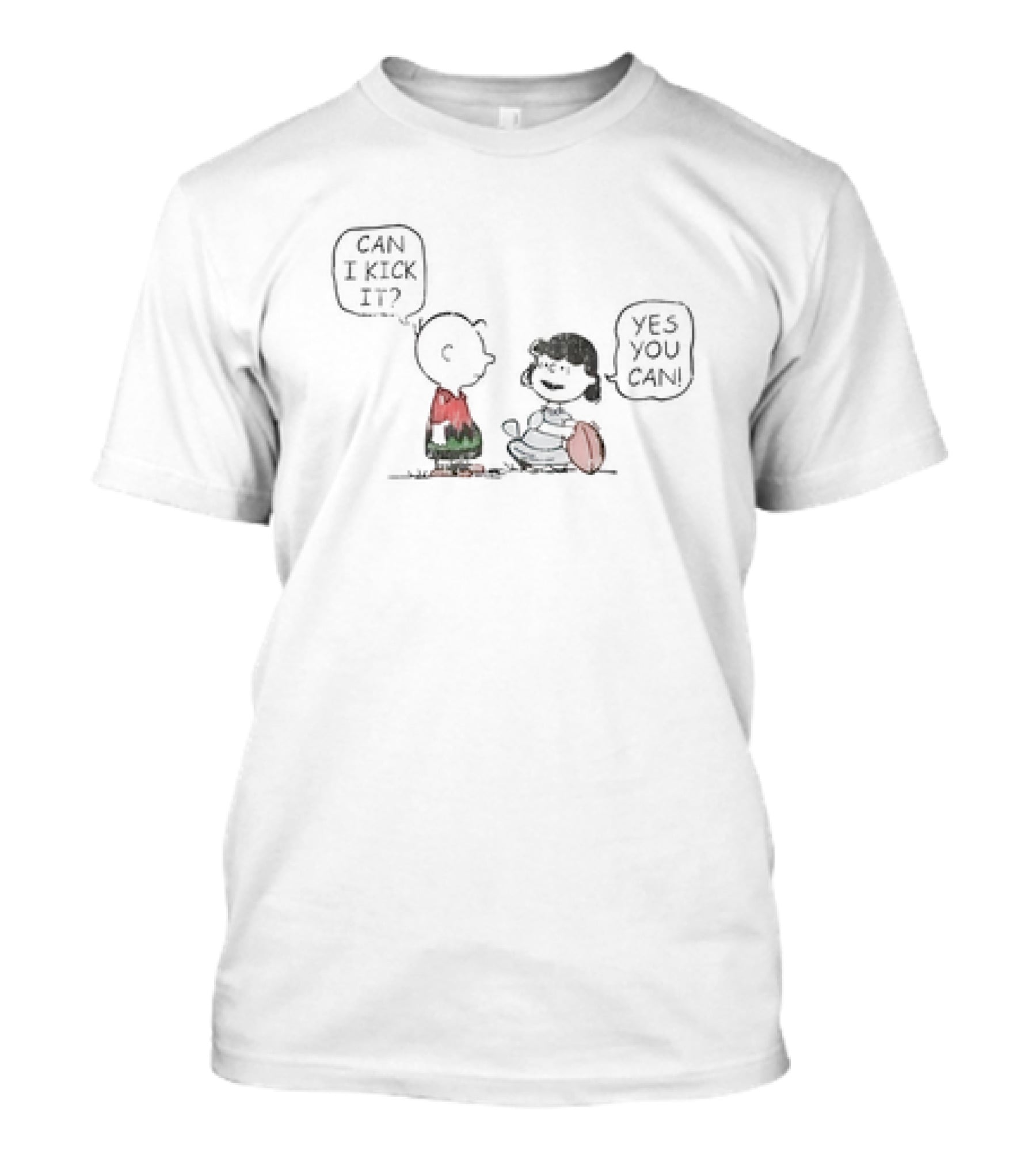 Charlie Brown And Lucy Can I Kick It Yes You Can Football Scene T-Shirt
