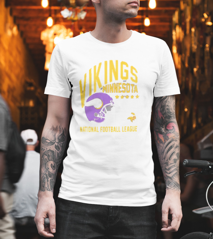 Minnesota Vikings National Football League Helmet Stars T-Shirt