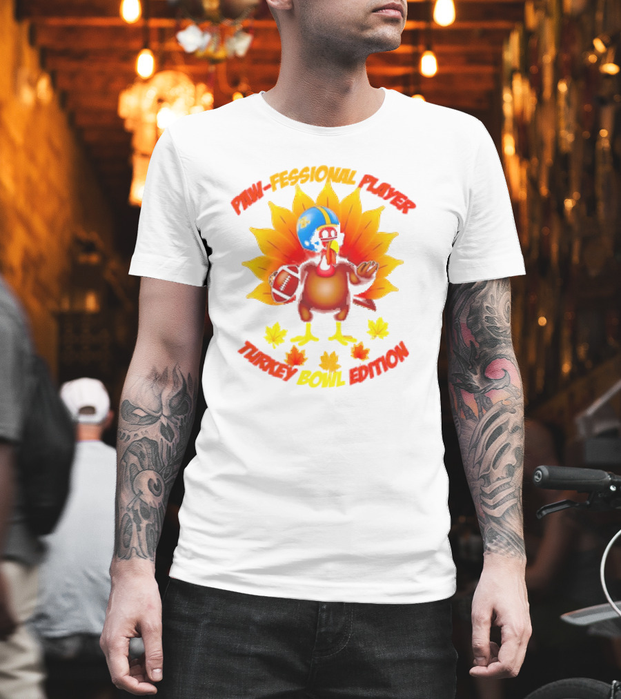 Paw-fessional Player Turkey Bowl Edition Football Helmet Maple Leaves T-Shirt