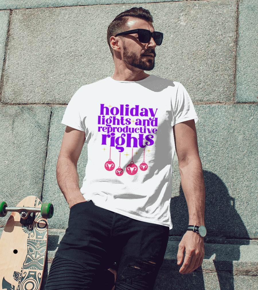 Holiday Lights And Reproductive Rights Ornaments With Symbols T-Shirt
