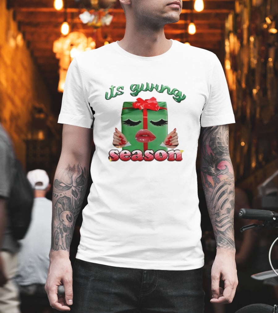 Its Giving Season Christmas Present With Red Lips And Nails T-Shirt