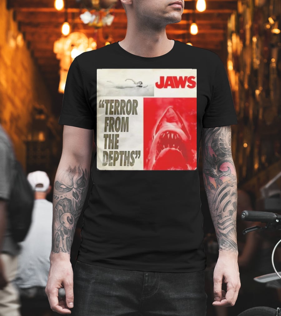 Jaws Terror from the Depths Retro Classic Movie Iconic Shark Attack Scene T-Shirt