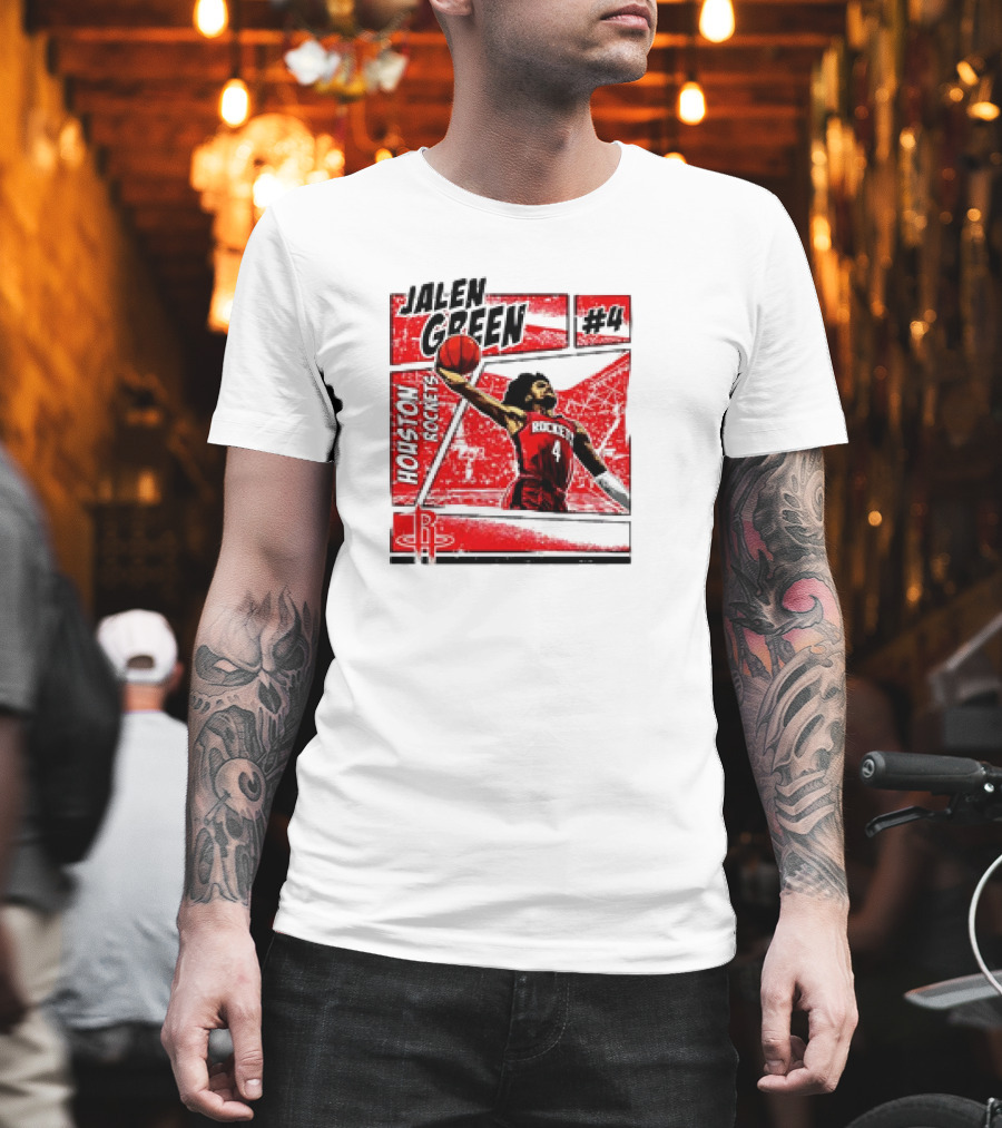Jalen Green Houston Rockets #4 Comic Style Basketball T-Shirt