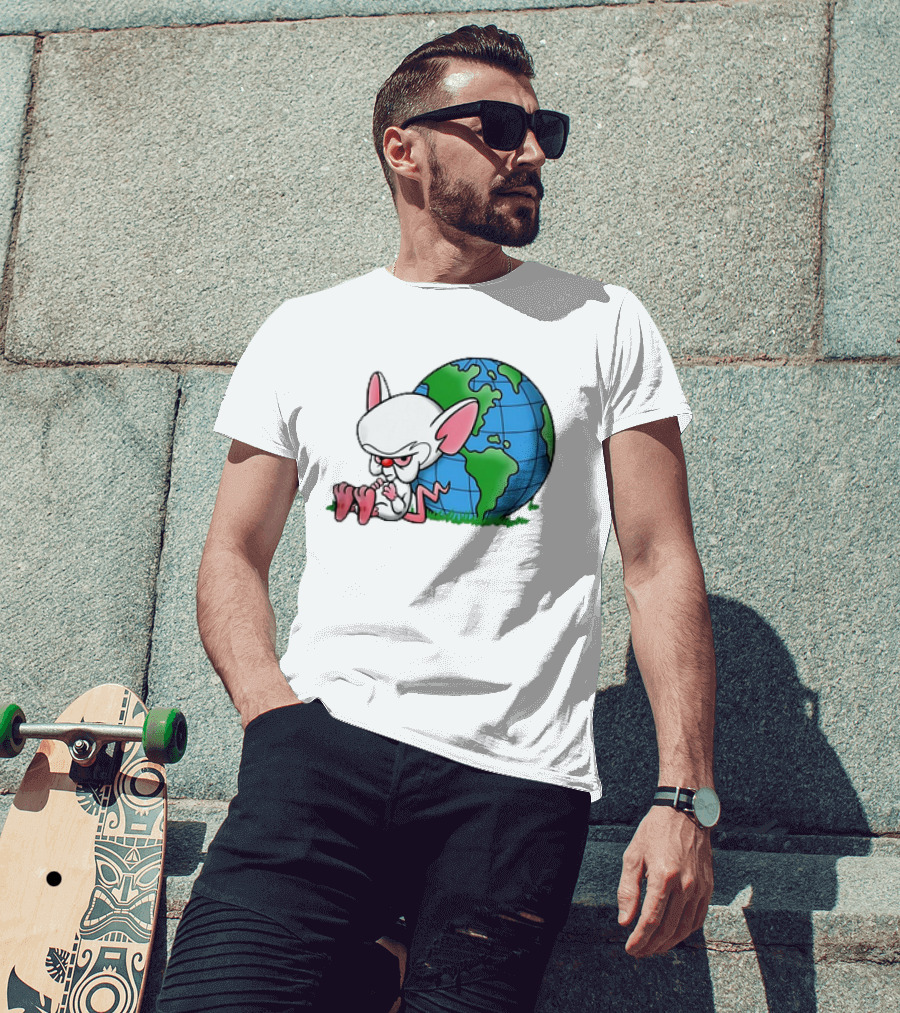 Pinky And The Brain World Domination Plan With Globe T-Shirt