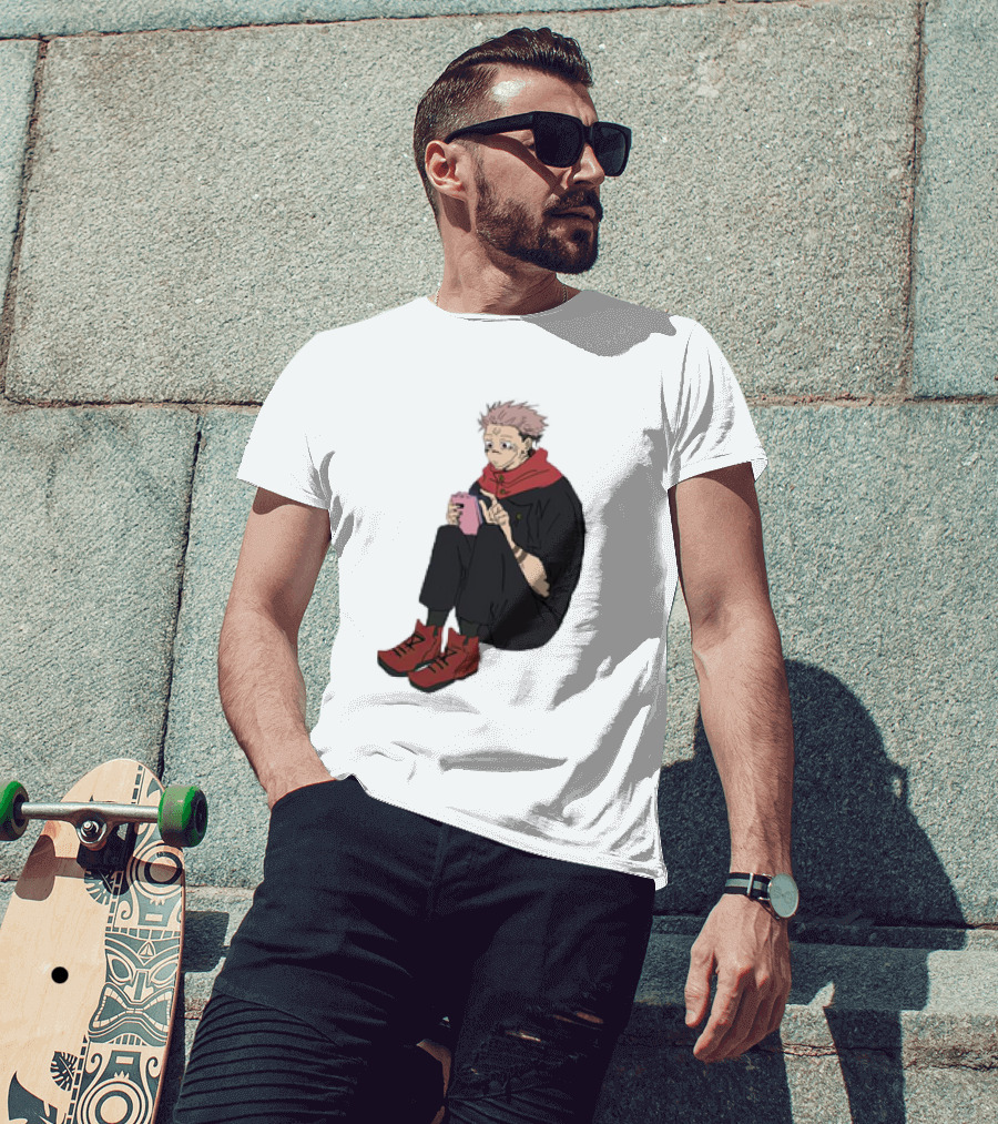 Yuji Itadori Mode Ryomen Sukuna Playing With Phone Jujutsu Kaisen Anime T-Shirt