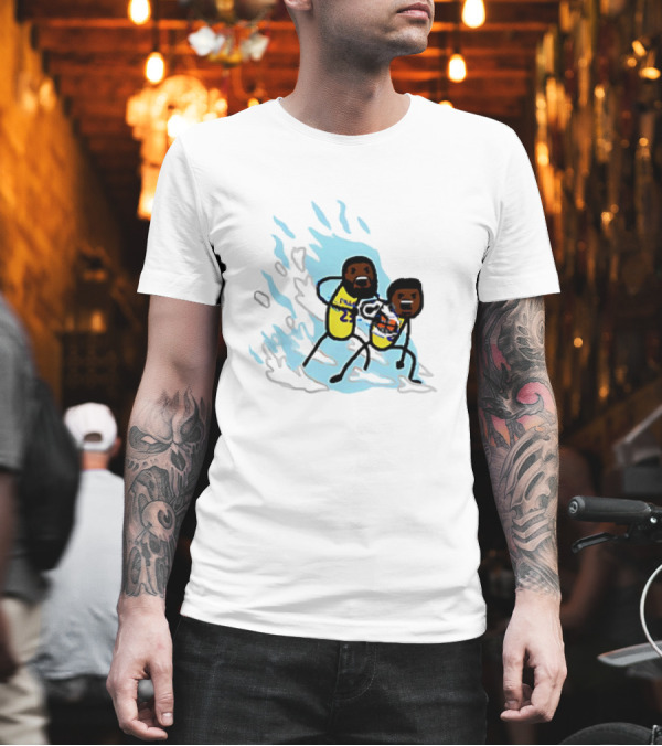 LeBron James Los Angeles Lakers Father Son Kamehameha Basketball Anime Fusion T-Shirt LeBron James Los Angeles Lakers Father Son Kamehameha Basketball Anime Fusion T-Shirt