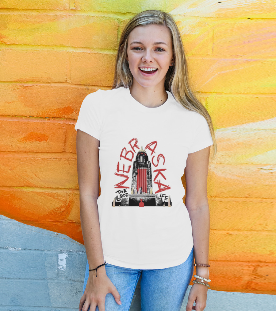 Nebraska The Good Life Capitol Building Stylistic T-Shirt
