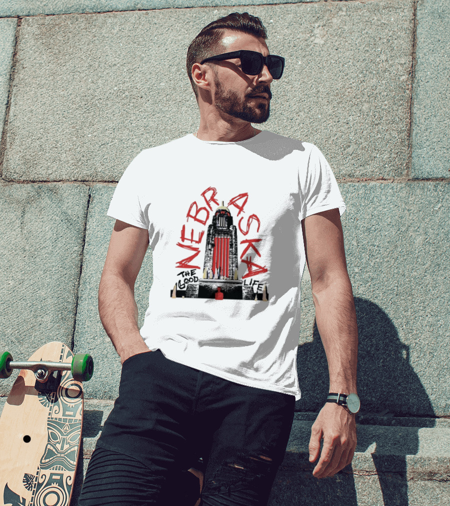 Nebraska The Good Life Capitol Building Stylistic T-Shirt