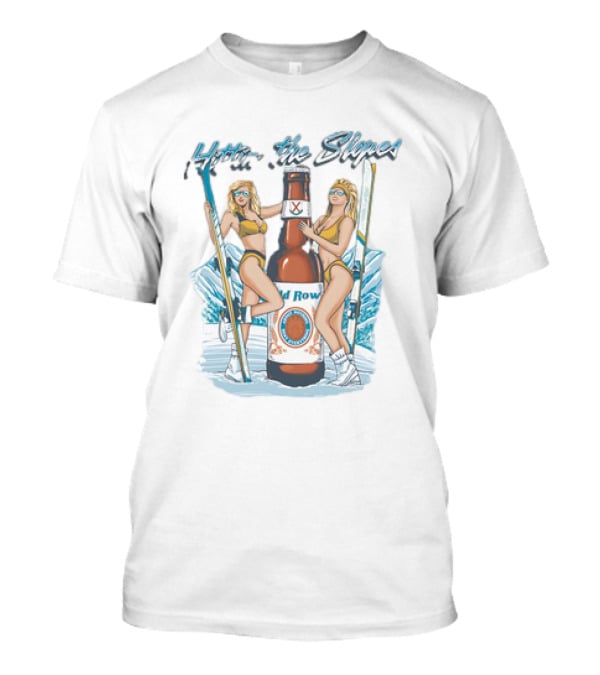 Hittin’ The Slopes Old Row Ski Chicks With Beer Bottle T-Shirt