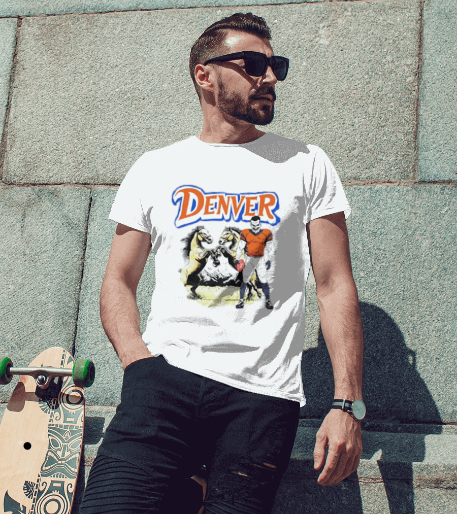 Denver Football American Team Sports Player With Horses T-Shirt