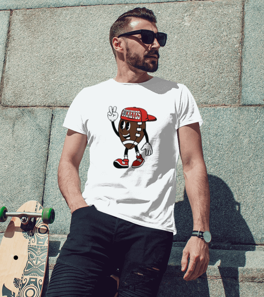 Ohio State Buckeyes Football Cartoon Mascot Peace Sign T-Shirt
