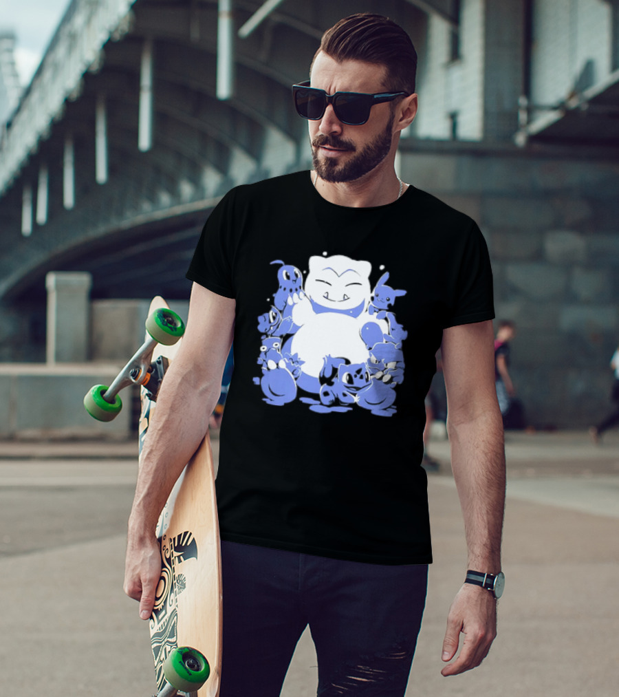 Snorlax Snowman Surrounded By Pokémon Snowlaxman T-Shirt