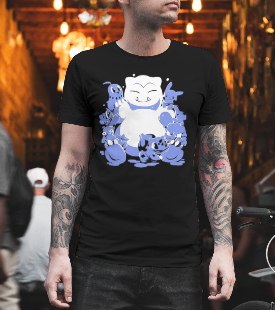 Snorlax Snowman Surrounded by Pokémon Snowlaxman T-Shirt