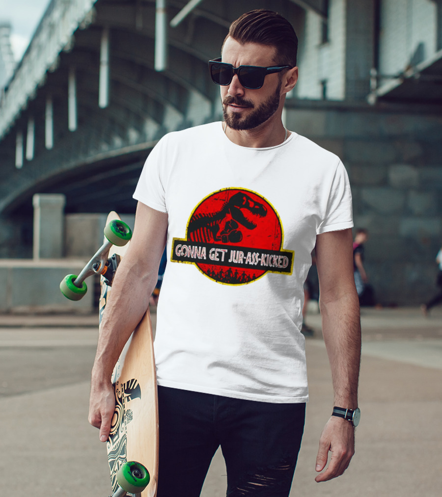 Gonna Get Jur-Ass-Kicked Dinosaur Boxing Red T-Shirt