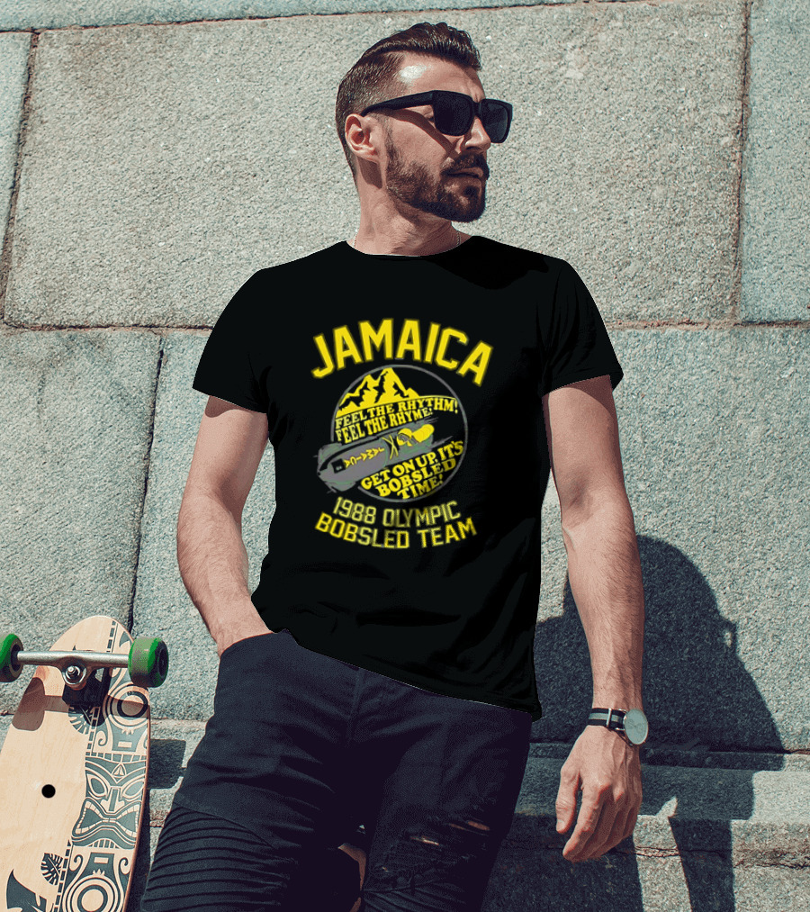 Jamaica 1988 Olympic Bobsled Team Feel The Rhythm Feel The Rhyme Get On Up It's Bobsled Time T-Shirt