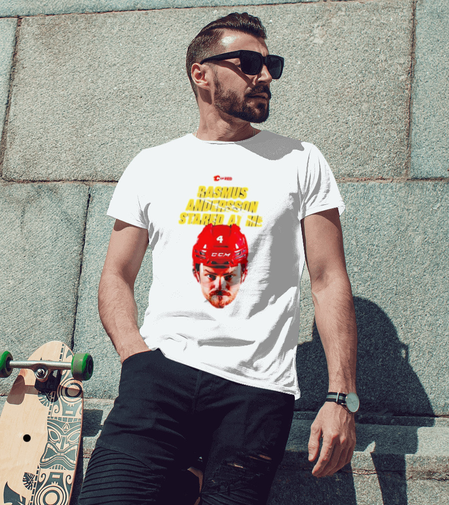 C Of Red Rasmus Andersson Stared At Me CCM Red Helmet Number 4 T-Shirt