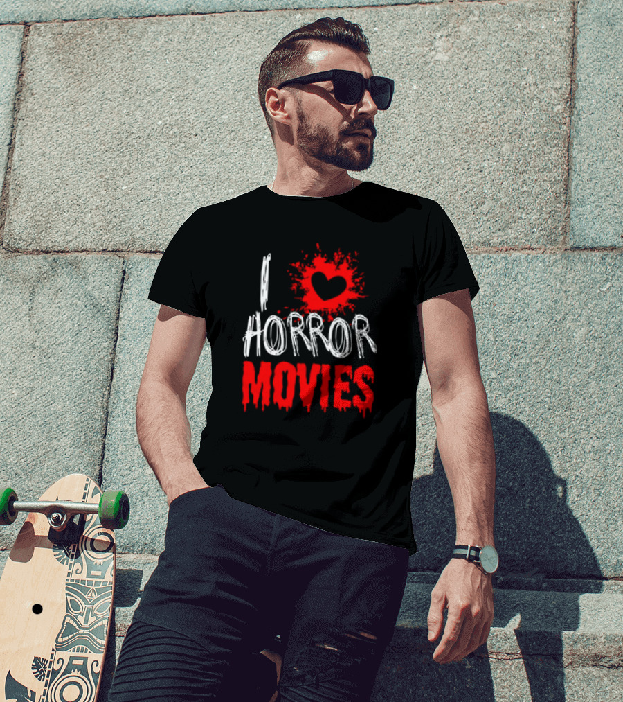 I Heart Horror Movies With Red Splatter T-Shirt