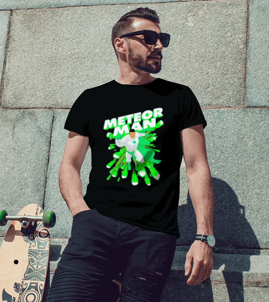 Meteor Man Heroic Pose With Green Comet Effect T-Shirt
