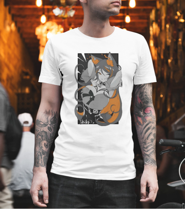Sinder VTuber Orange and Black Anime Character T-Shirt Sinder VTuber Orange and Black Anime Character T-Shirt