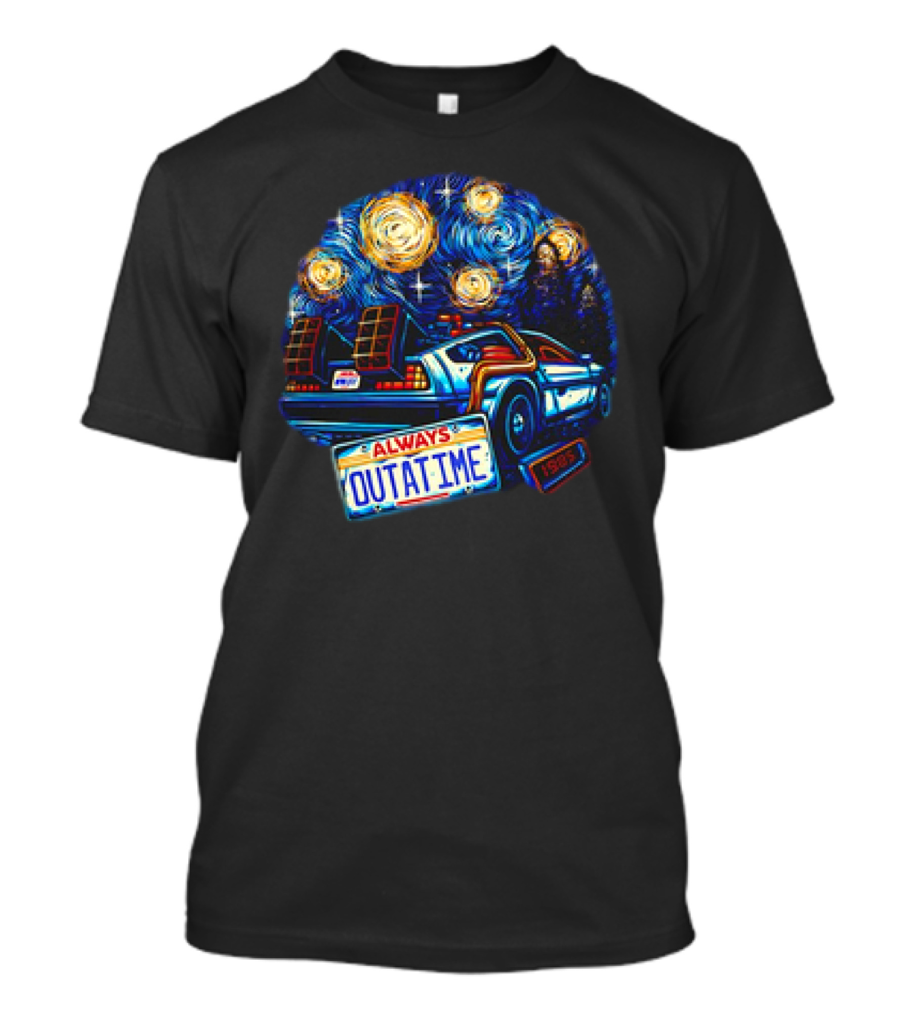 Back To The Future Always Outatime DeLorean Starry Night Scene T-Shirt