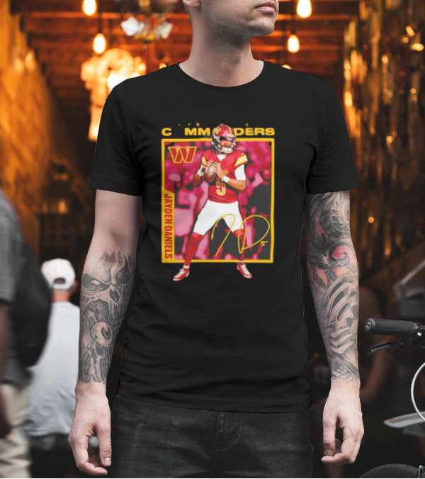 Jayden Daniels Washington Commanders Signature Football T-Shirt Jayden Daniels Washington Commanders Signature Football T-Shirt