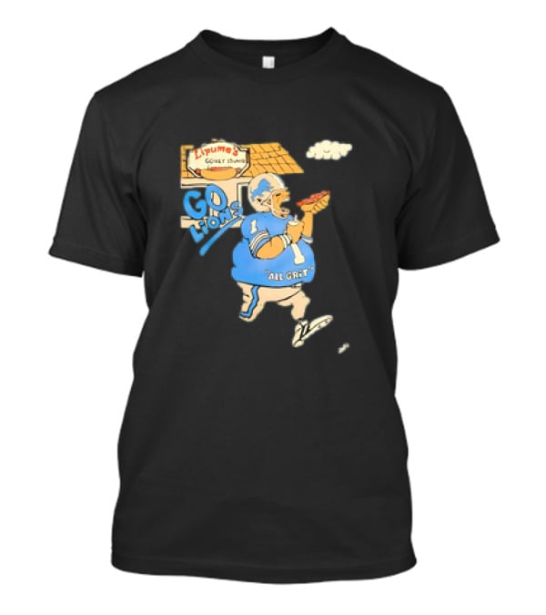 Lipuma’s Coney Island Go Lions All Grit Detroit Lions Football Player Eating Hot Dog T-Shirt