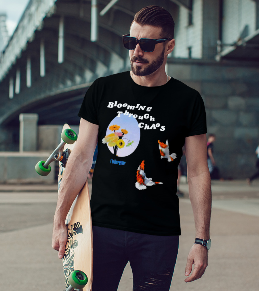 Blooming Through Chaos Civilregime Floral And Bird Motif T-Shirt