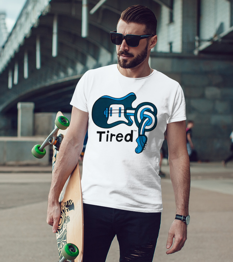 Tired Skateboards Guitar Spinal Twist T-Shirt