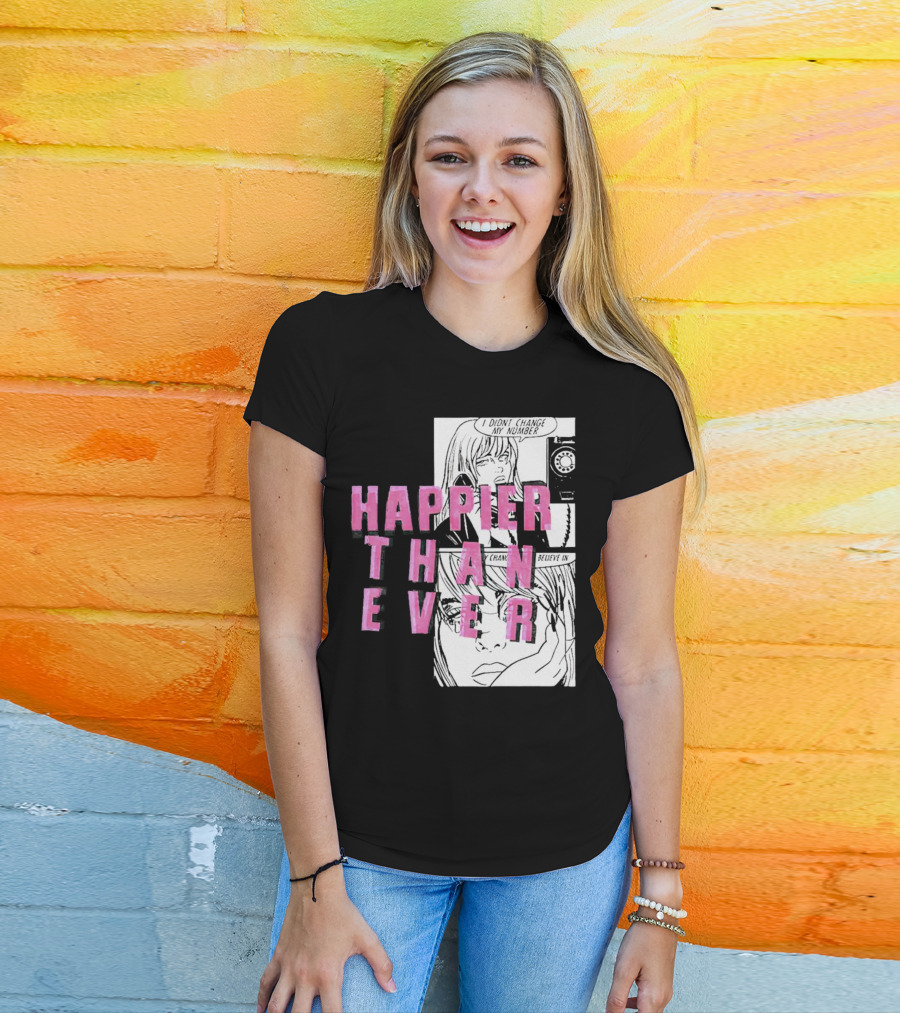 Happier Than Ever Didn't Change My Number Billie Eilish Comic T-Shirt