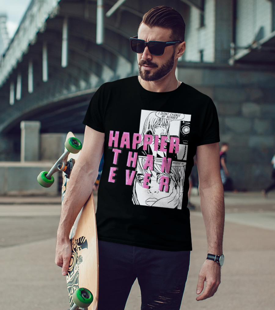 Happier Than Ever Didn't Change My Number Billie Eilish Comic T-Shirt