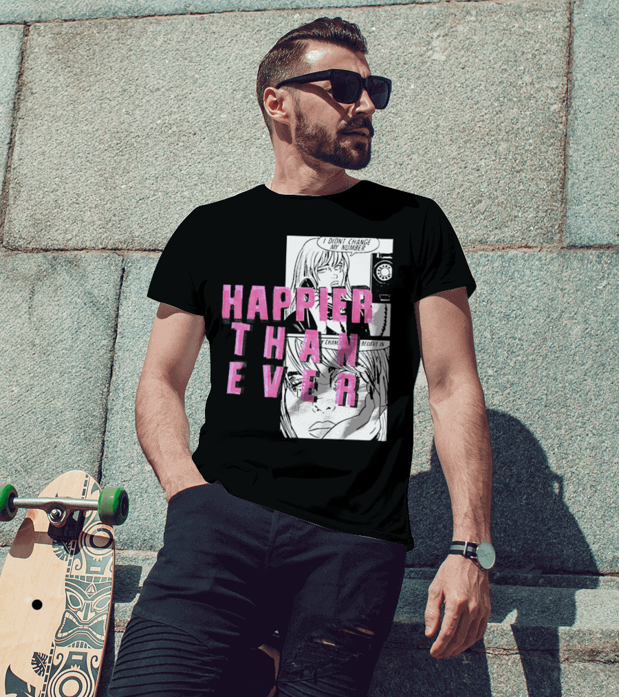 Happier Than Ever Didn't Change My Number Billie Eilish Comic T-Shirt
