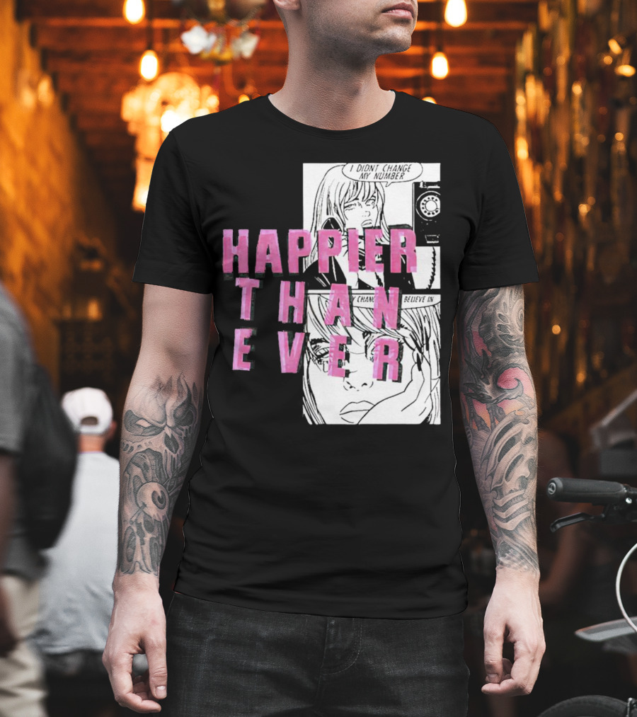 Happier Than Ever Didn't Change My Number Billie Eilish Comic T-Shirt