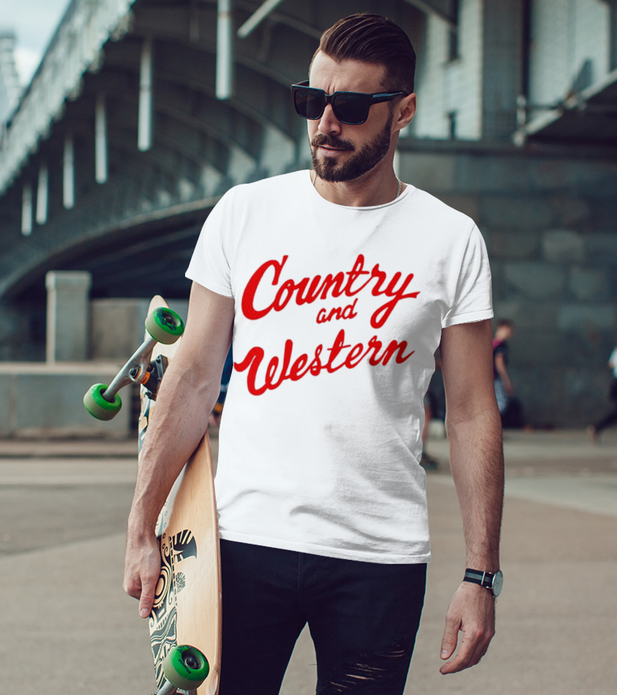 Country And Western Red Script T-Shirt