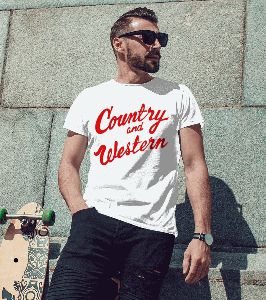 Country And Western Red Script T-Shirt