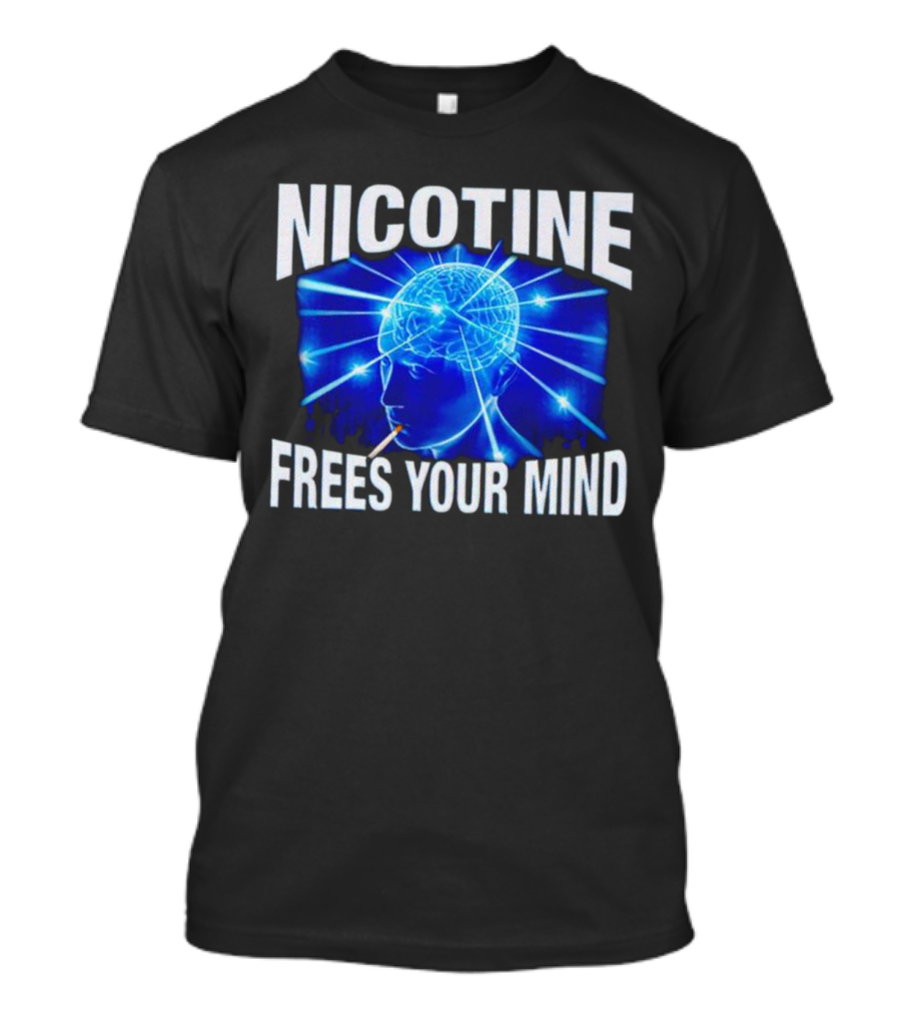 Nicotine Frees Your Mind Electric Brain Smoke Effect T-Shirt