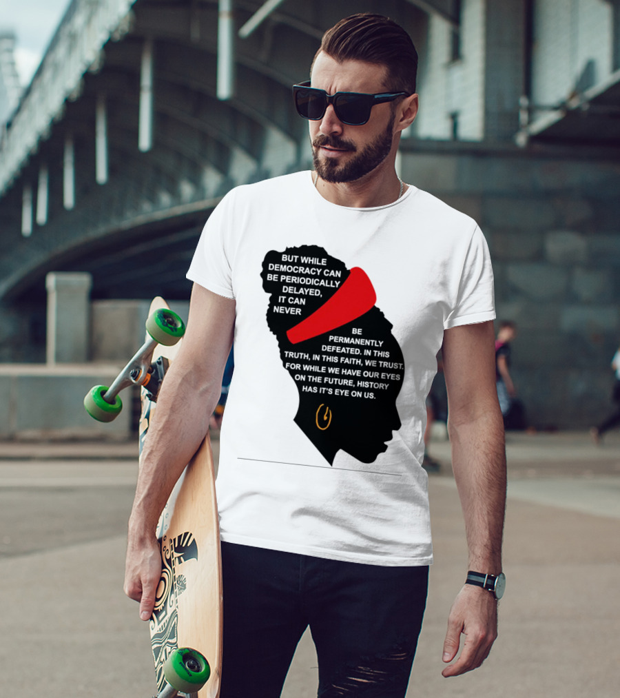 Amanda Gorman Democracy Periodically Delayed Never Permanently Defeated Silhouette With Red Headband T-Shirt