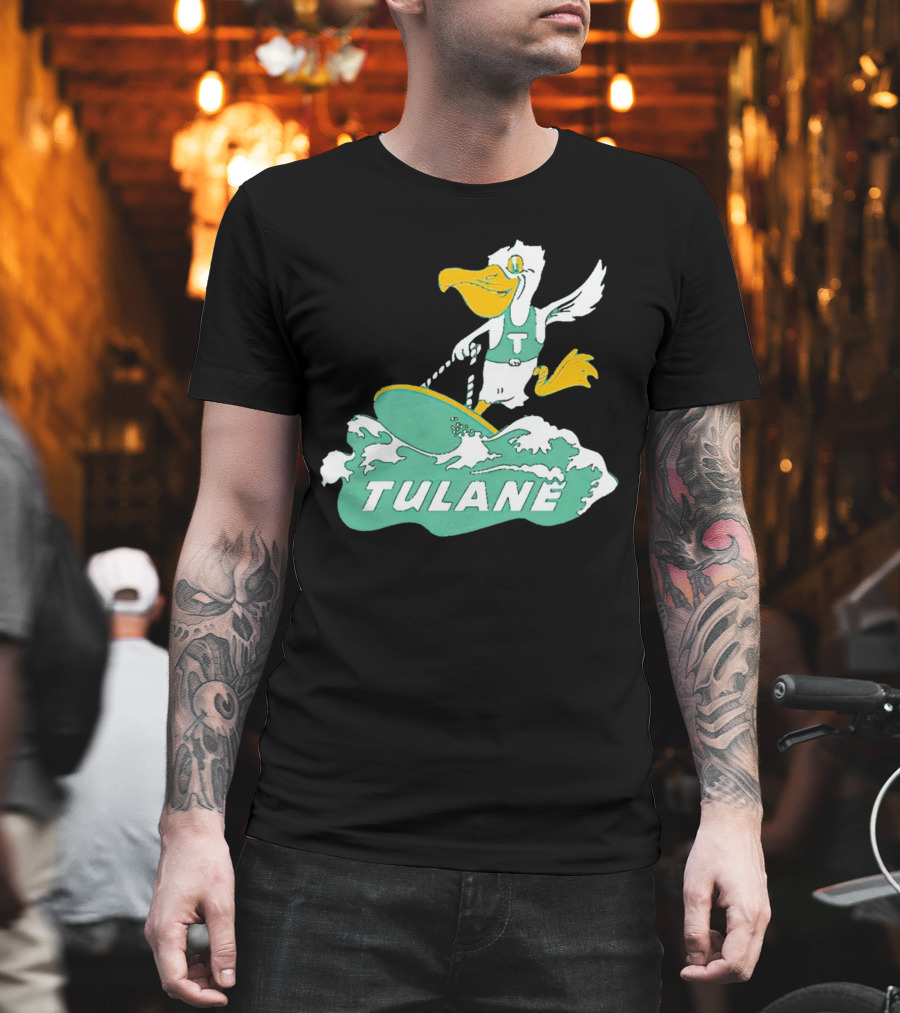 Tulane Green Wave Surfing Pelican Vintage T-Shirt