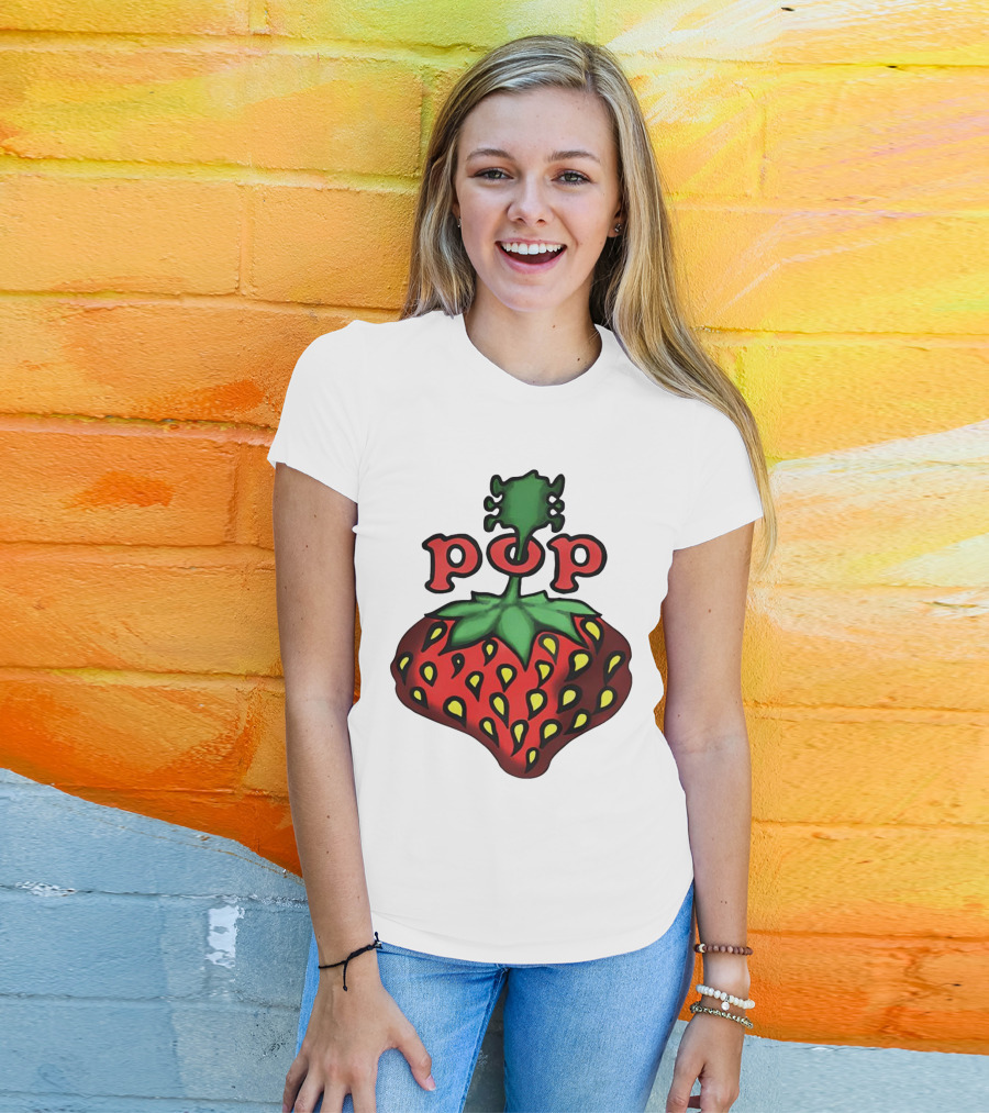 Strawberry Fields Pop Festival Logo With Strawberry T-Shirt