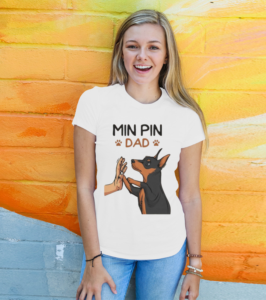 MIN PIN DAD Father's Day Dog Paw T-Shirt
