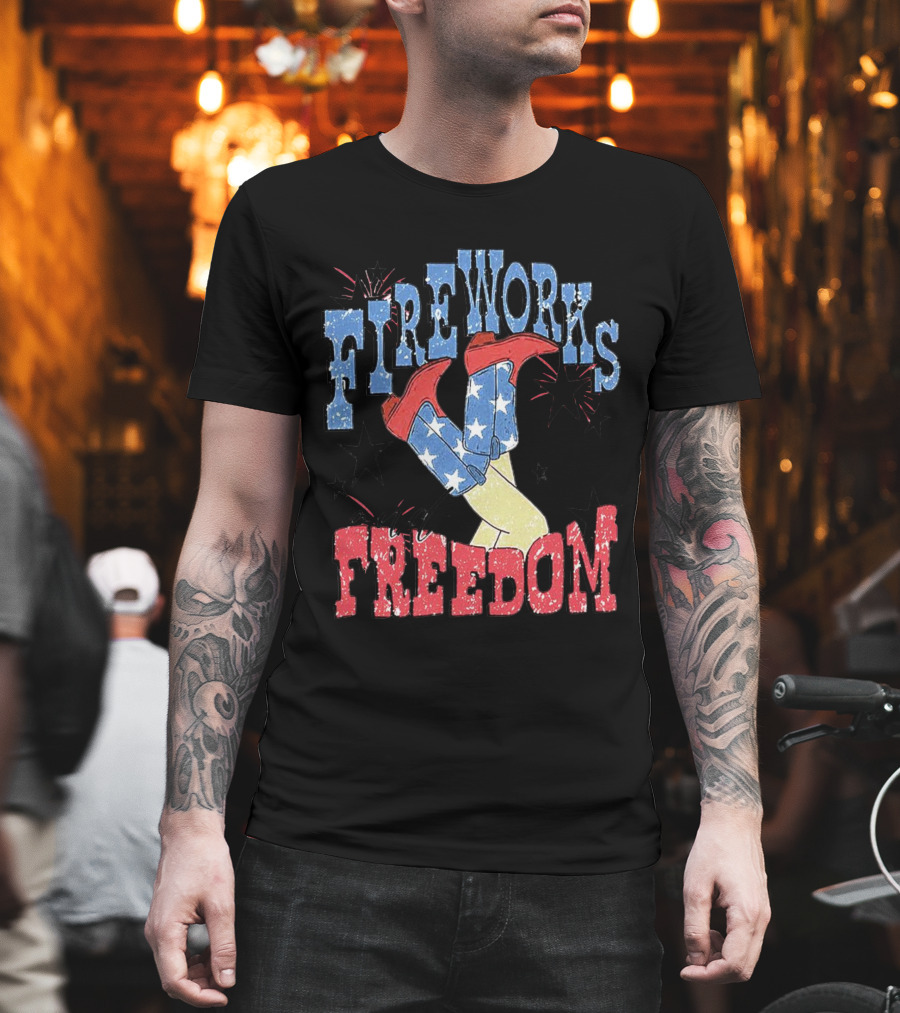 Fireworks and Freedom Stars Cowgirl Boots T-Shirt