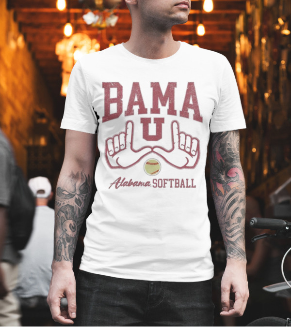 Bama U Alabama Softball Hands with Yellow Softball T-Shirt Bama U Alabama Softball Hands with Yellow Softball T-Shirt