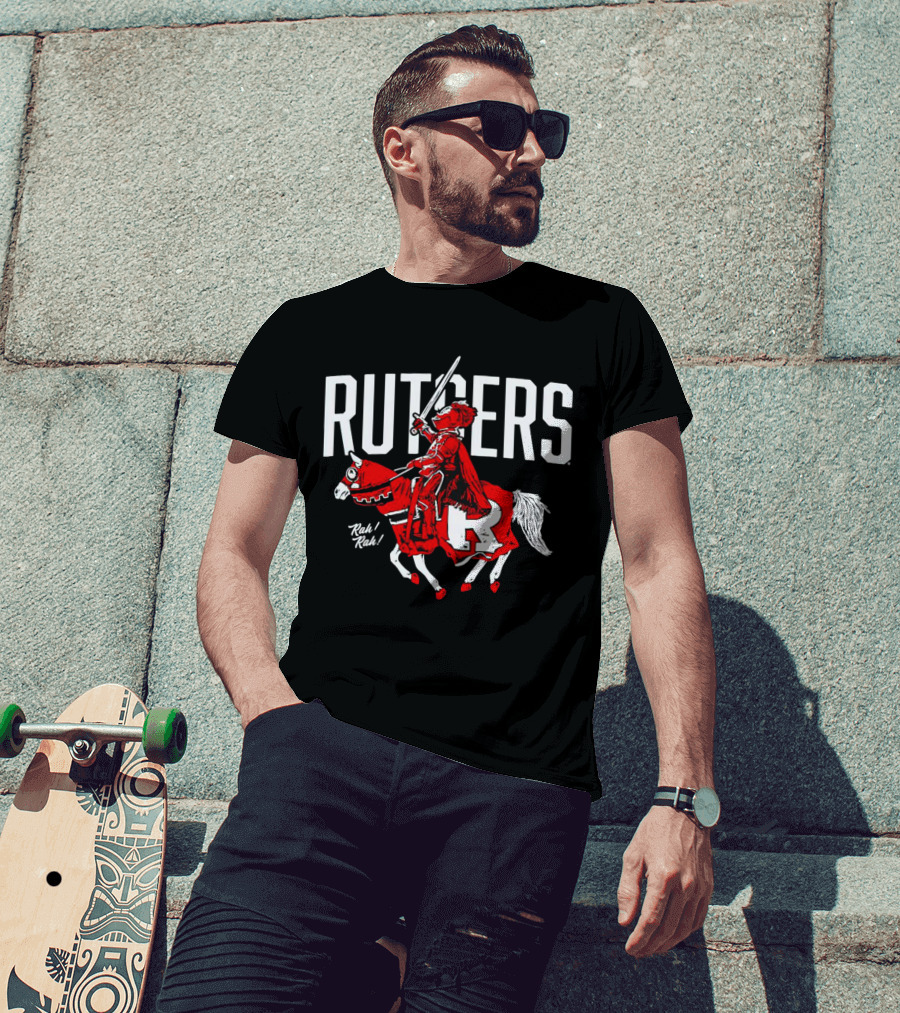 Rutgers Knights Rah Rah Iconic Sword-Wielding Mascot On Horseback T-Shirt