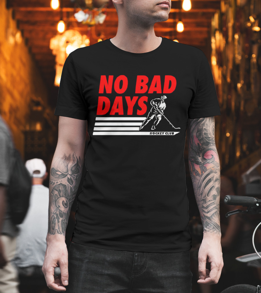 No Bad Days Hockey Club Skater Stripe Motif T-Shirt